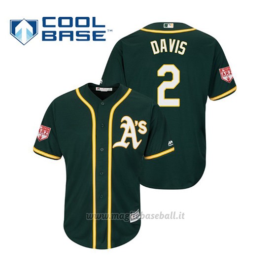 Maglia Baseball Uomo Oakland Athletics Khris Davis Cool Base Entrenamiento De Primavera 2019 Verde